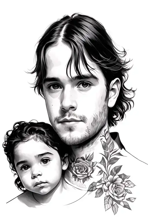 Father With Daugther On Shoulders