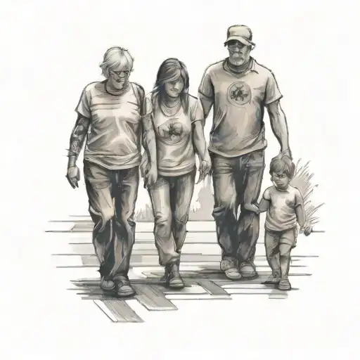 Parents And Son Walking
