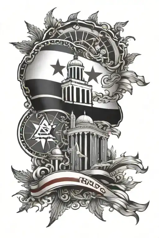 Iraq And Chicago Flag Intertwined