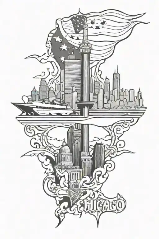 Chicago And Iraqi Flag Intertwined Within