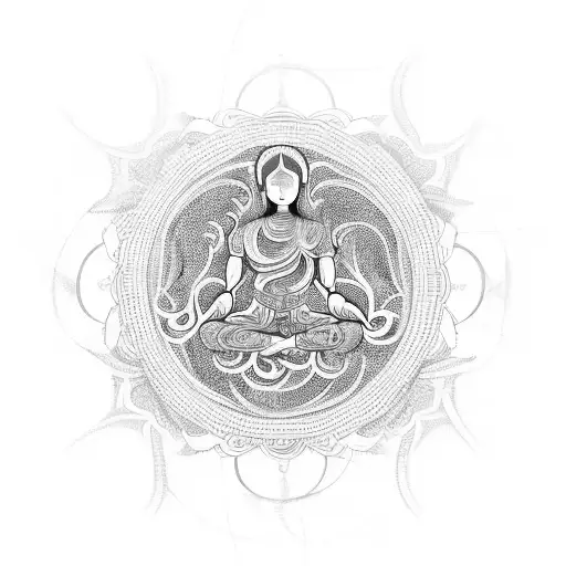 A Meditating Figure Surrounded By Swirling Patterns Inspired By Haiti