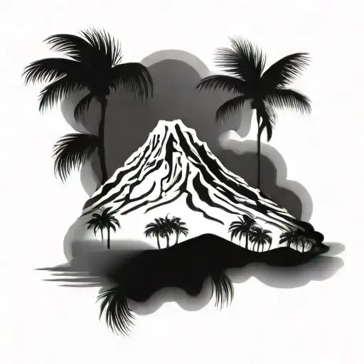 Mountain Teide And Palm Tree