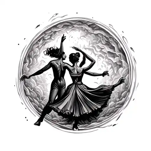 Figures Dancing Making Circle