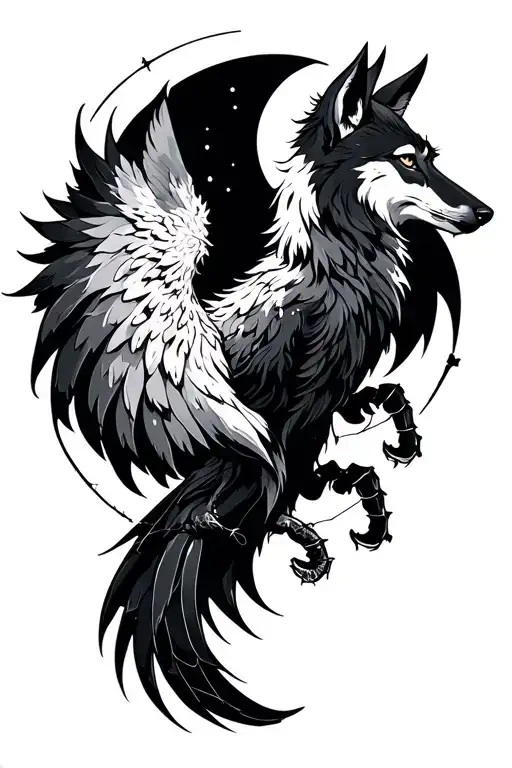 Phoenix Wolf Constellation Scorpio Minimalist Design