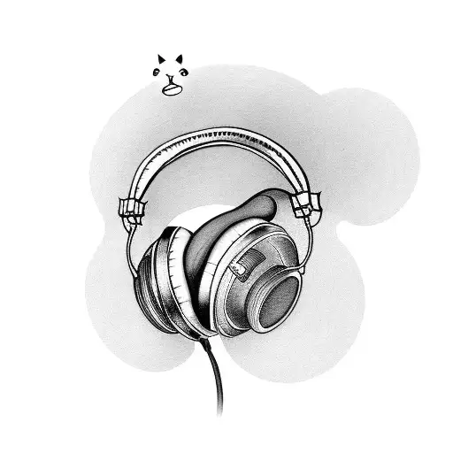 A Cat Wearing Headphones And Listening To Music