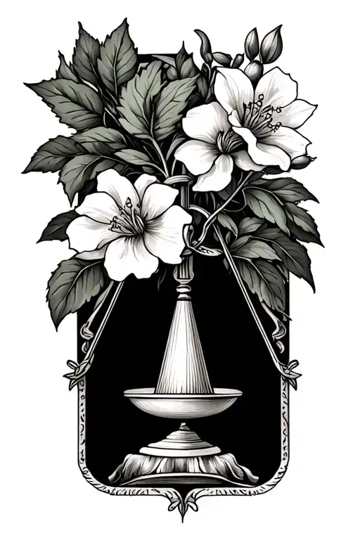 Libra Sign With The Name Flora Intertwined In The Snapshot For Forearm