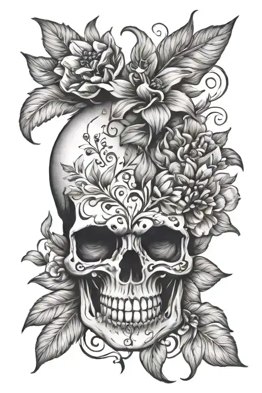 Pomegranate Skull And Floral