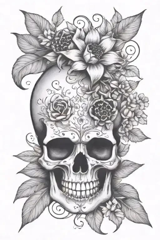 Pomegranate Skull And Floral