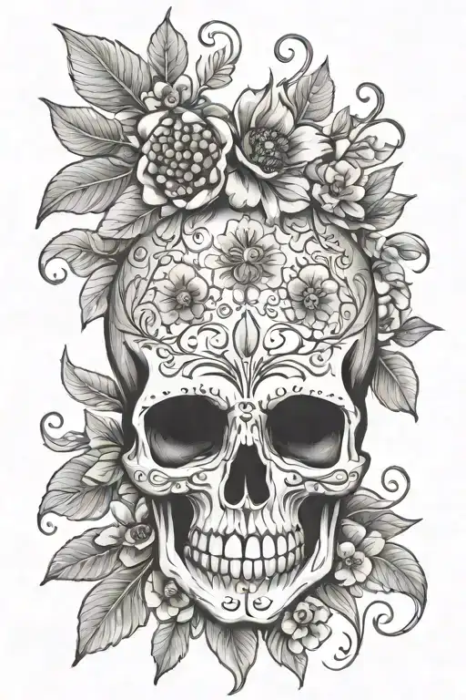 Pomegranate Skull And Floral