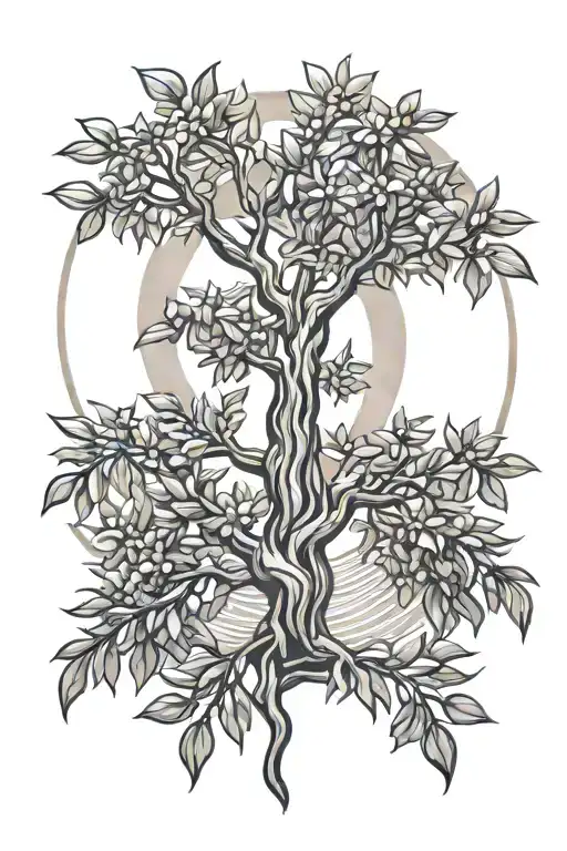 Sun And Olive Tree Growing