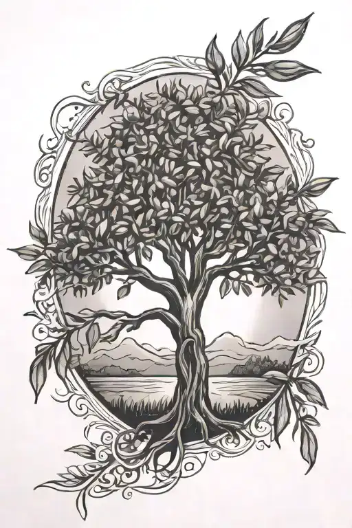 Sun And Olive Tree Growing