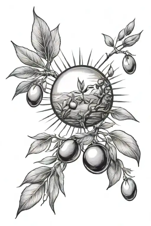 Sun With A Drop Of Water Above An Olive Tree