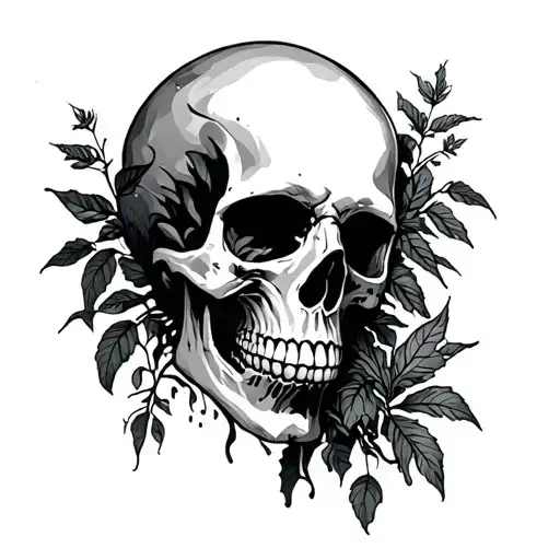 Forearm Tattoo Of As Skull With A Plants Growing Out Of It