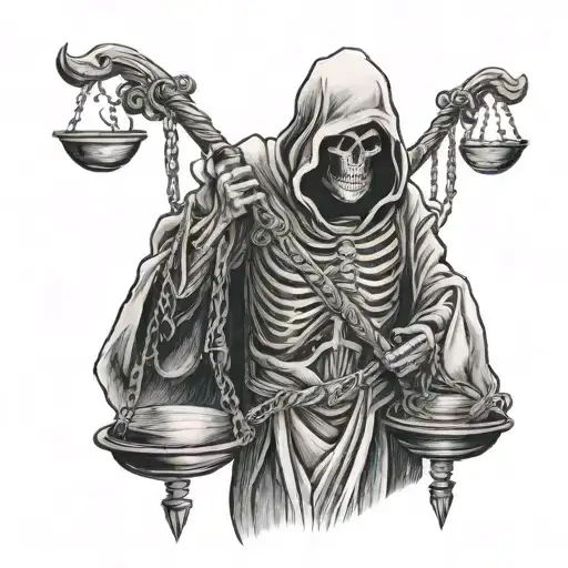 Grim Reaper Holding Legal Scale Intertwined