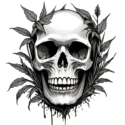 Forearm Tattoo Of As Skull With A Plants Growing Out Of It