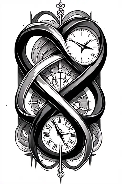 Infinity Symbol With Clock And Compass In Loops With Welder Fixing Infinity Symbol Forearm