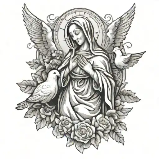 Virgin Mary 2 Doves