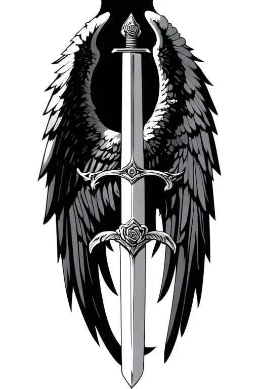 Wings Spread Rose Knight Sword Love