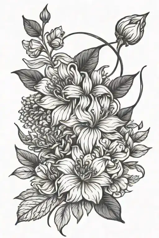 Birth Month Flower Intertwined