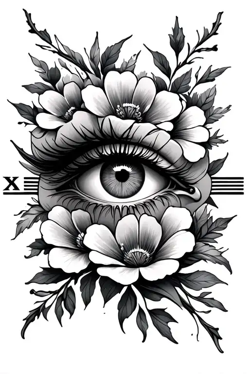 Roman Numerals With Flowers And A Eye