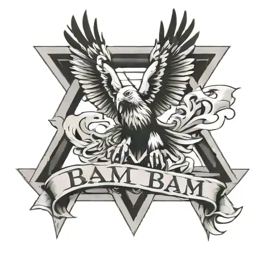 Name Bam Bam With A Cross And A Eagle With A Gun Morphing
