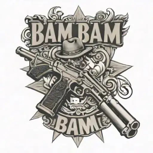 Name Bam Bam With A Cross And A Gun