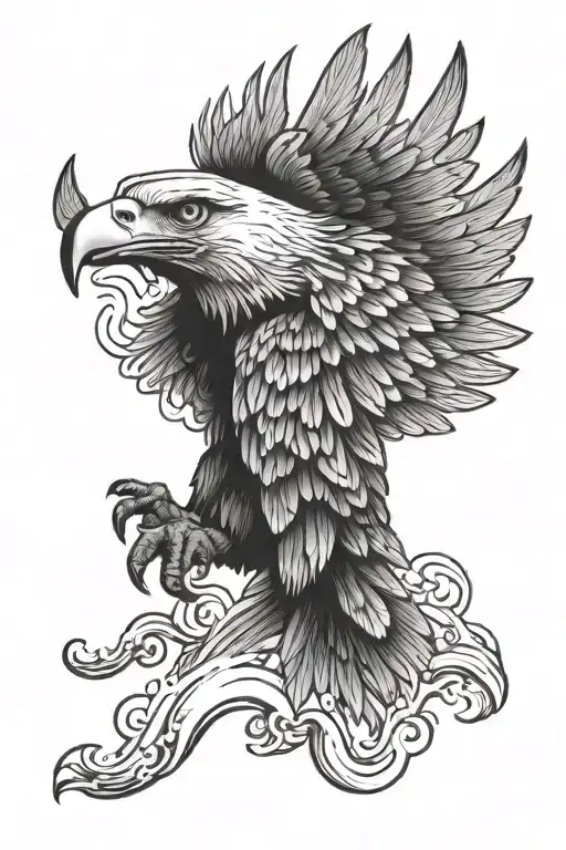 Stream And Eagle Flying