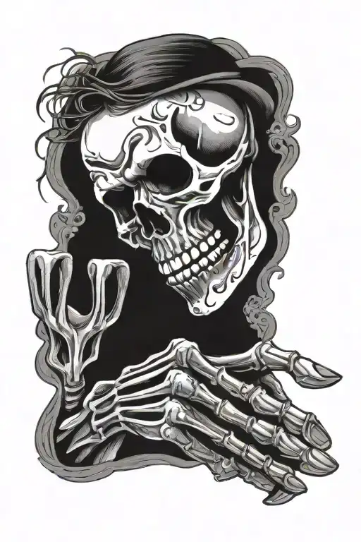 Skeleton Holding Onto Wrist Band