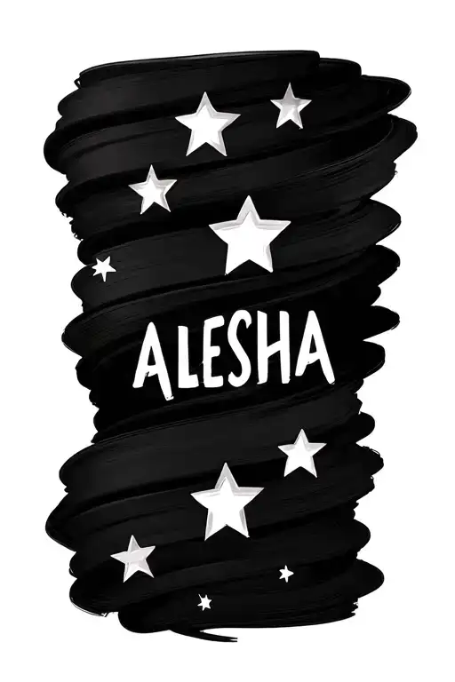 Name Alesha Big In Cursive Across Forearm With Stars Backround