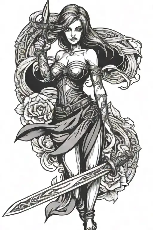 Woman Holding A Sword