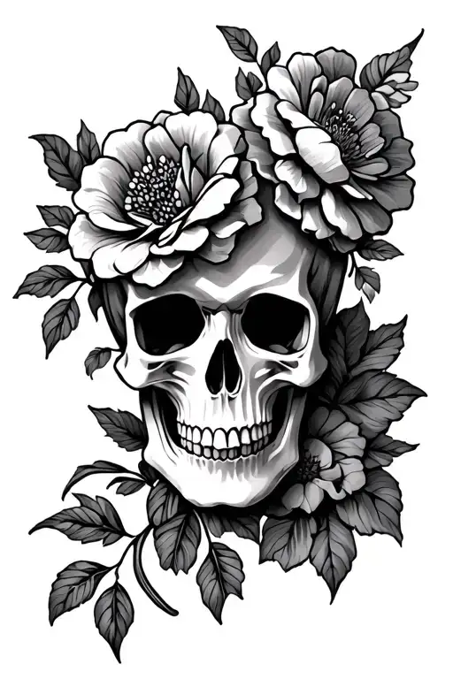 Skull And Flowers Ao Redor