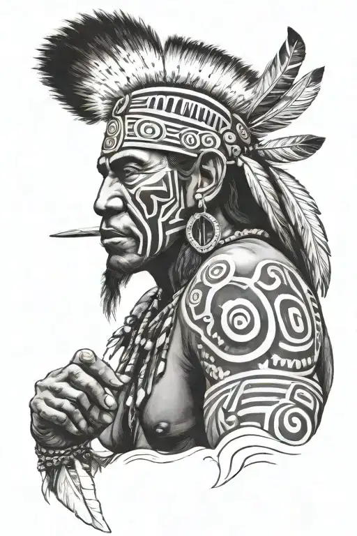 Taino Indian Man Thinking