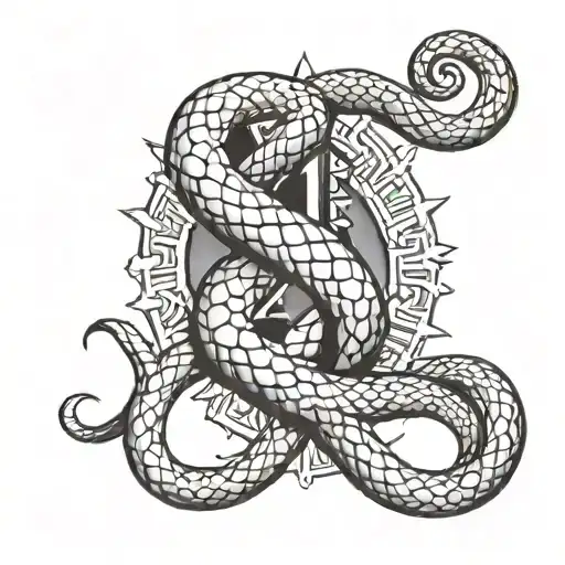 Roman Numeral 24 With Snake Intertwined