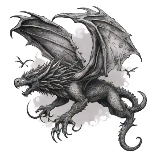 John Snow On Dragon Flying