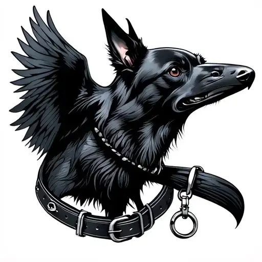 Raven Holding Dog Collars