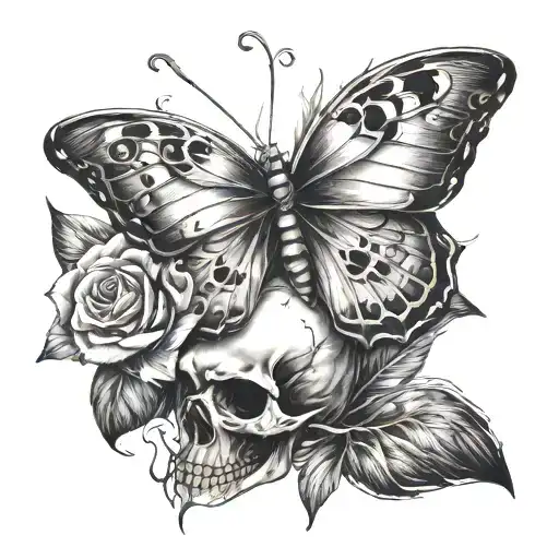 Butterfly With Skull On His Wings