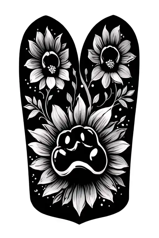 Dog Paw Print Floral
