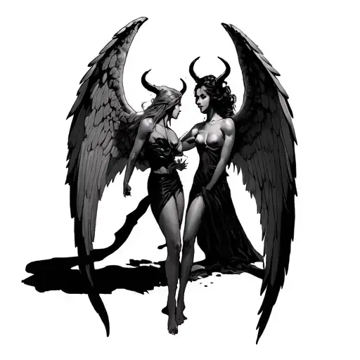 Angel Vs Female Devil Full Figure