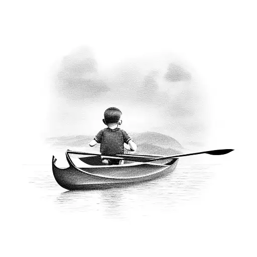 Boy And Father In A Rowboat