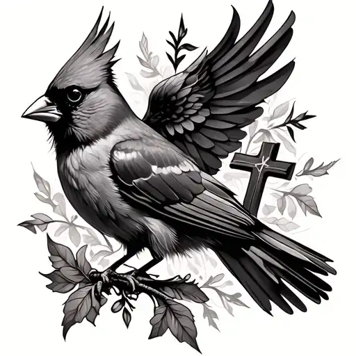 Cardinal And Cross Surrounded