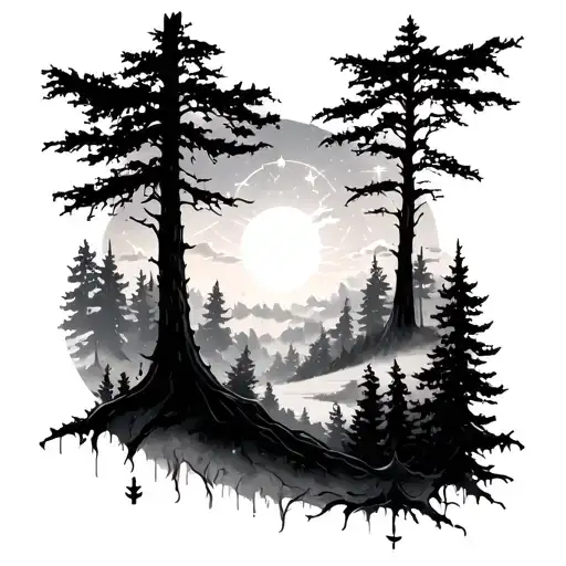 Forest Sky Dying Star