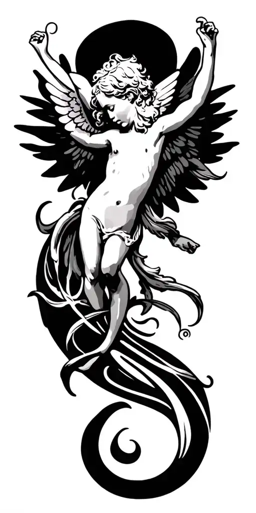 Fine Line Script Cherub