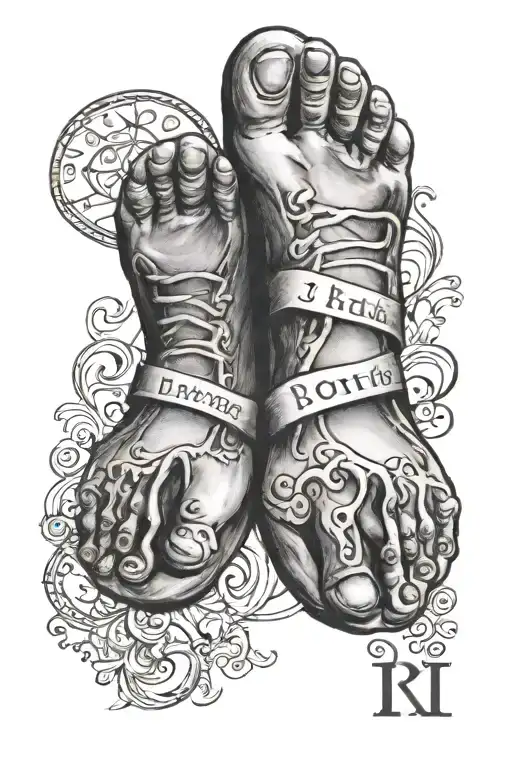 Baby Foot Print With Name And Roman Numerals