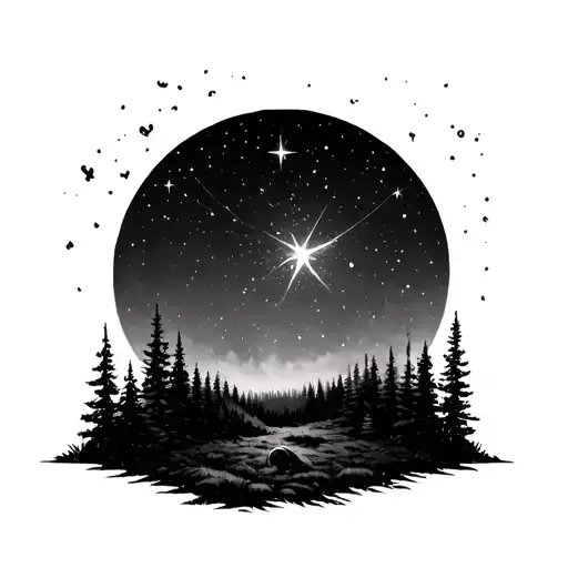 Forest Dying Star In The Sky