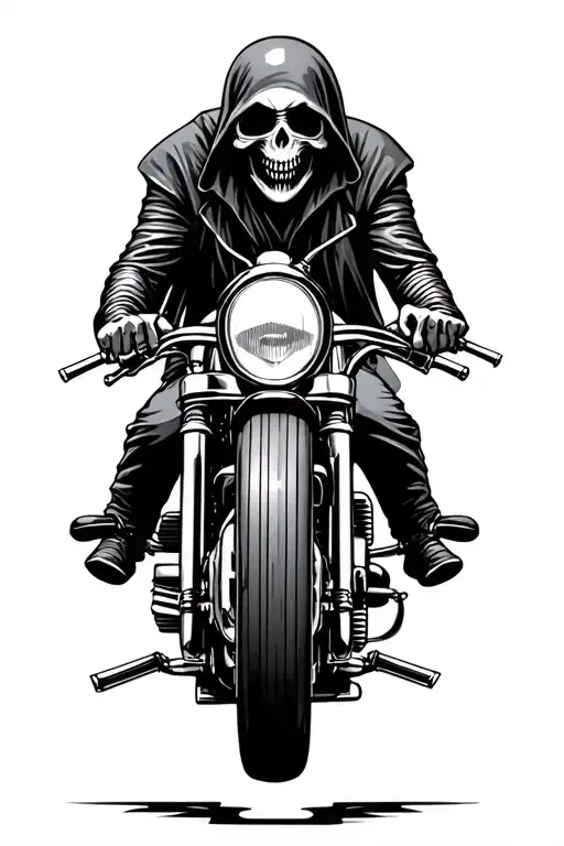 Grim Reaper On A Harley Davidson Motorcycle