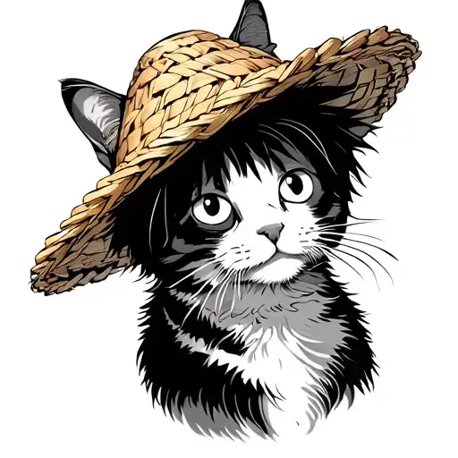 Cat With Luffy Straw Hat