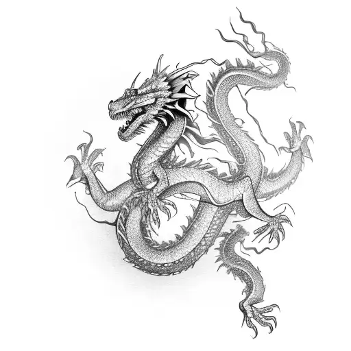 A Movie Reel Intertwined With A Dancing Dragon