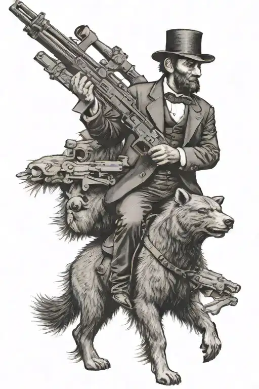 Abraham Lincoln Riding A Bear Holding An Ar15