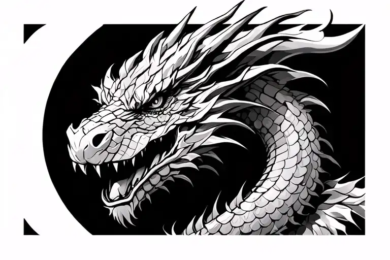 Dragons Head From Shoulder To Chest Tattoo With Dragon Scaled Armor Going Down The Arm