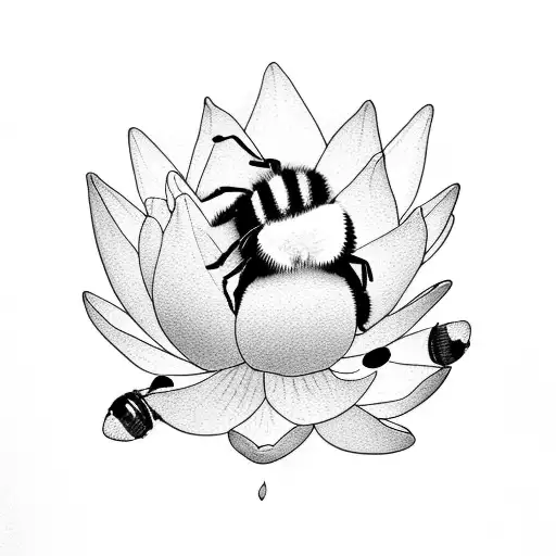 Water Lilies With Bumble Bee